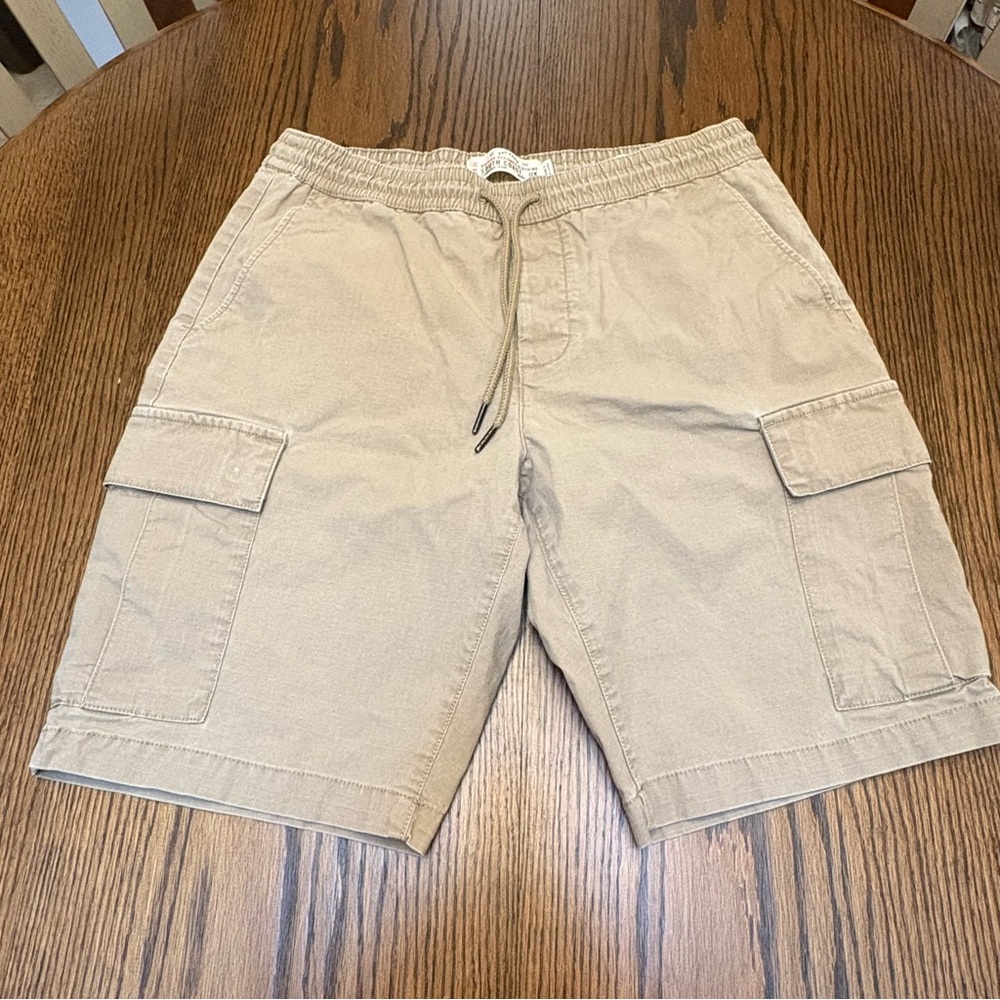 Fat Face Men’s Elastic Waist Cargo Shorts Tan Size 34 Tie Waist